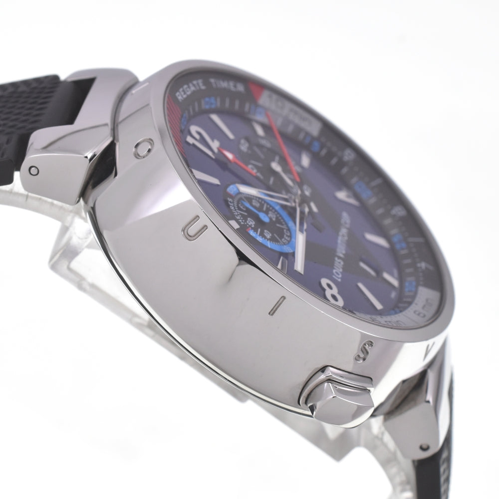 with paper LOUIS VUITTON Tambour Regatta Q102D Chronograph Date Alarm blue Dial Quartz Men's
 Watch E#142257