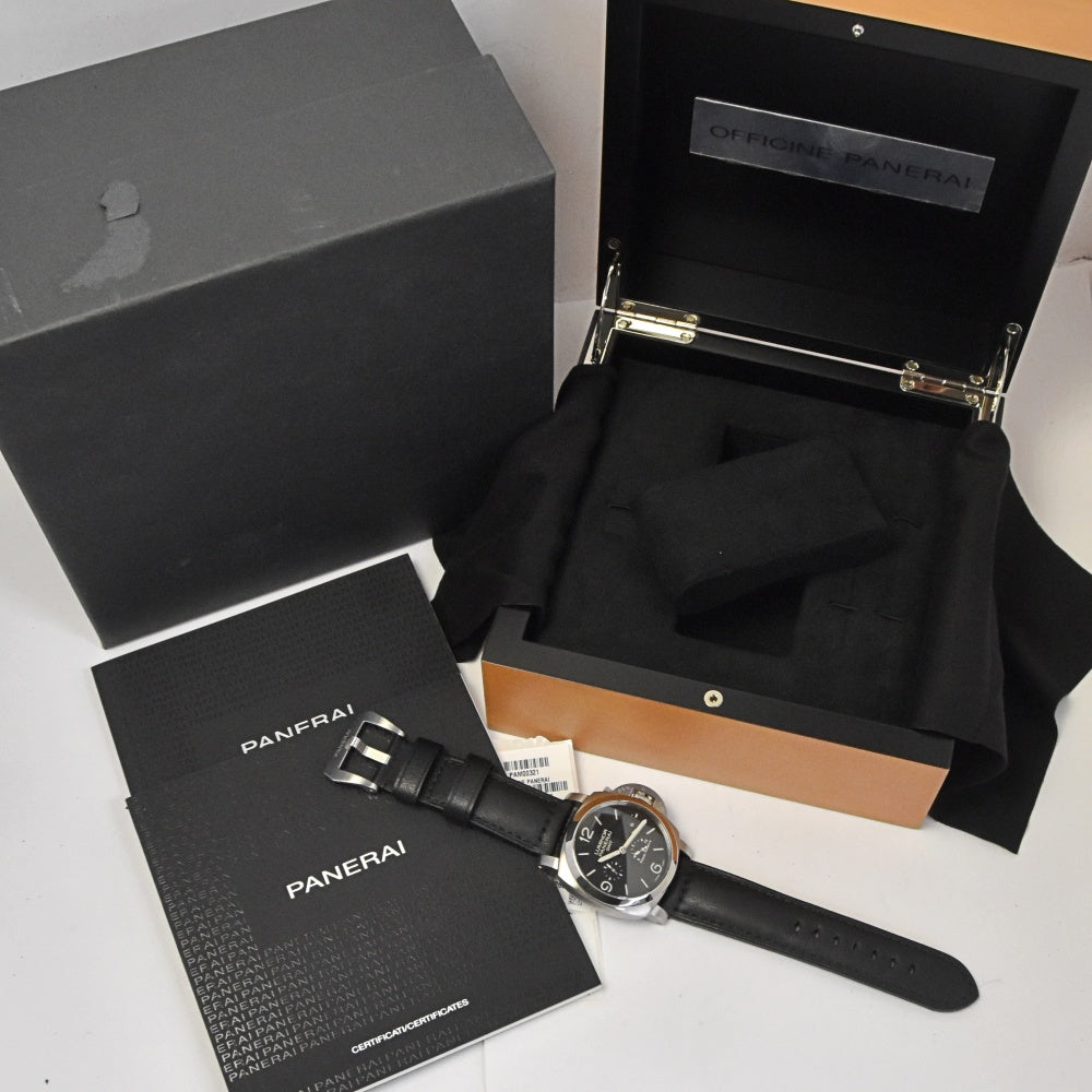 with paper PANERAI Luminor Marina 1950 3 Days PAM00321 GMT Date Power Reserve black Dial Automatic Men's
 Watch H#142288