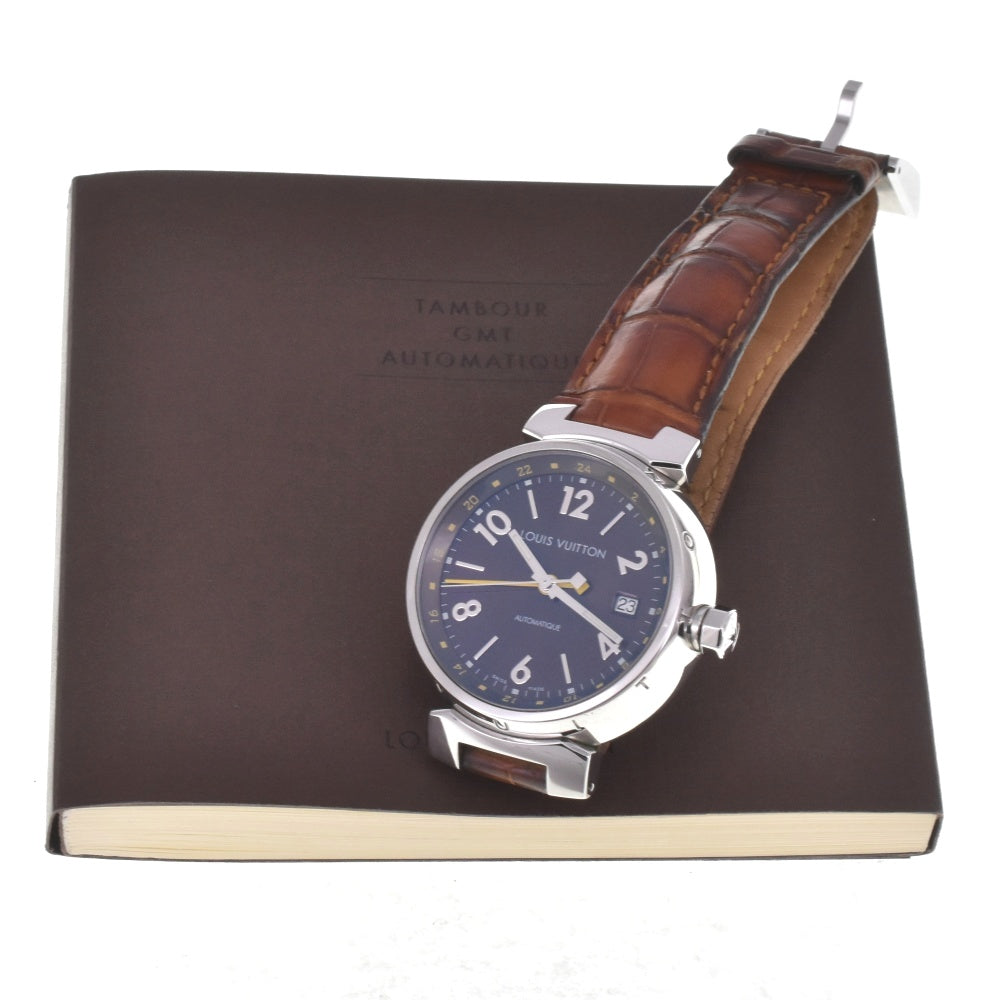 with paper LOUIS VUITTON Tambour GMT Q1130 Date Brown Dial Automatic Men's
 Watch G#142290