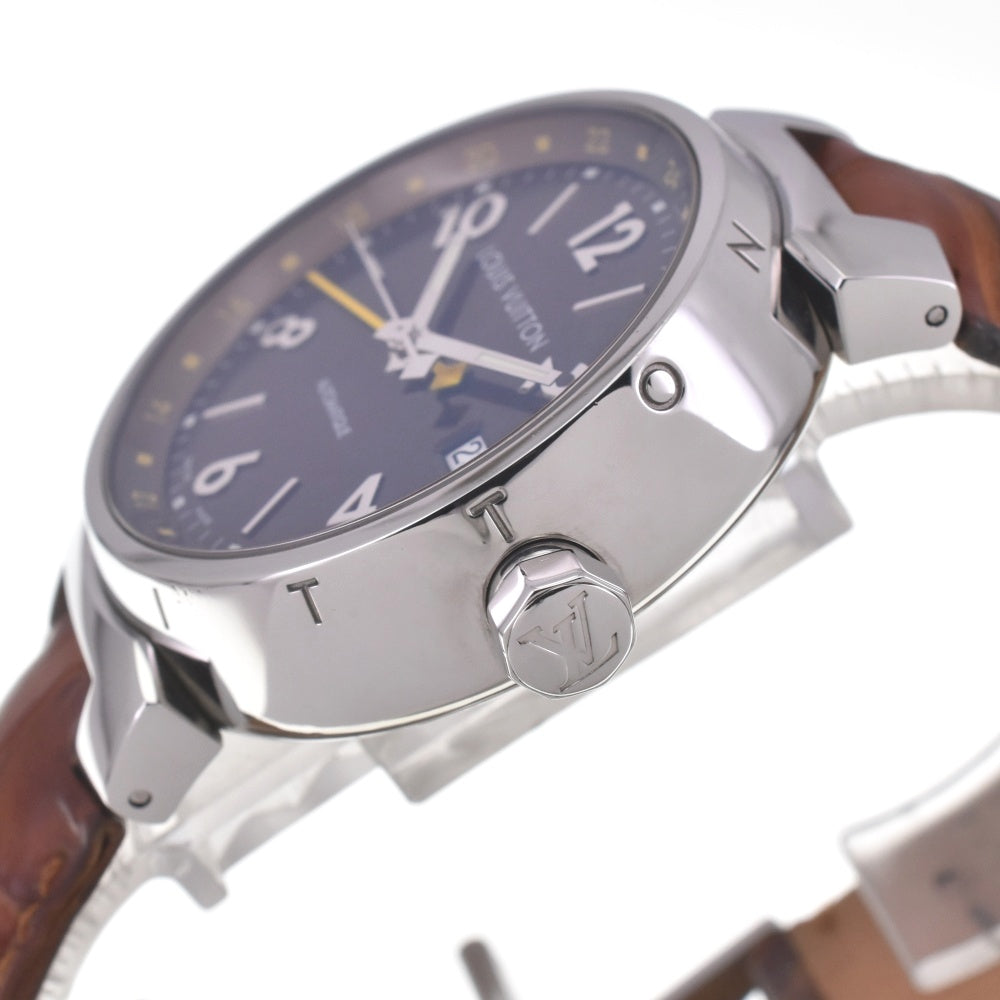 with paper LOUIS VUITTON Tambour GMT Q1130 Date Brown Dial Automatic Men's
 Watch G#142290