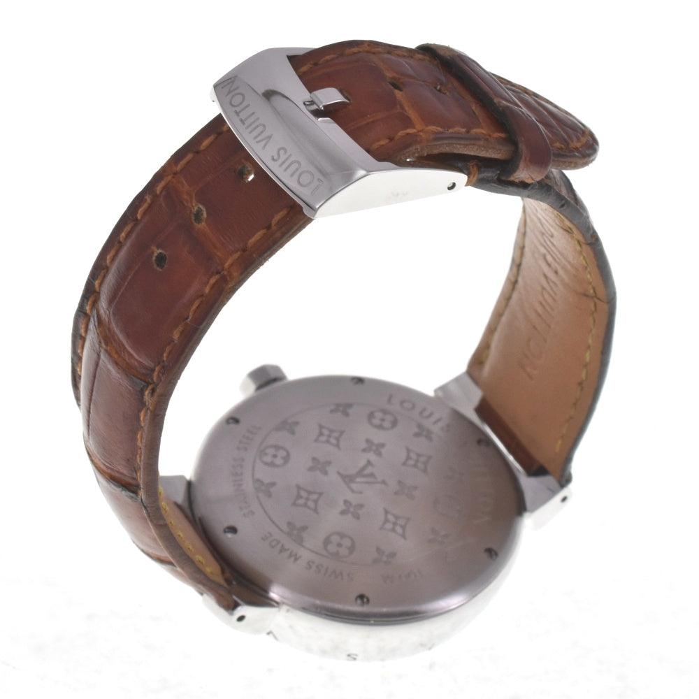 with paper LOUIS VUITTON Tambour GMT Q1130 Date Brown Dial Automatic Men's
 Watch G#142290