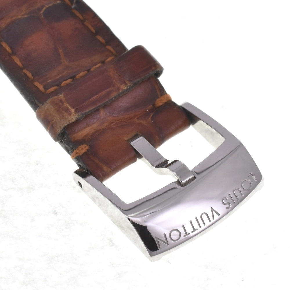 with paper LOUIS VUITTON Tambour GMT Q1130 Date Brown Dial Automatic Men's
 Watch G#142290