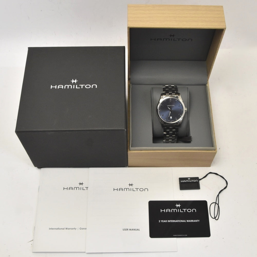 with paper HAMILTON Jazzmaster thin line H385111 Date blue Dial Quartz Men's
 Watch G#142340