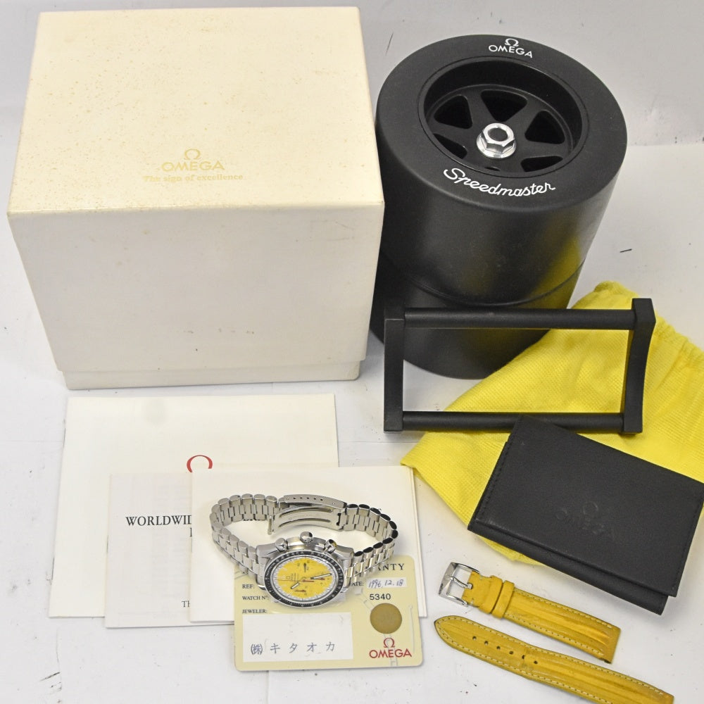 with paper OMEGA Speedmaster Racing M. Schumacher 3510.12 yellow Dial Automatic Men's
 Watch G#142349