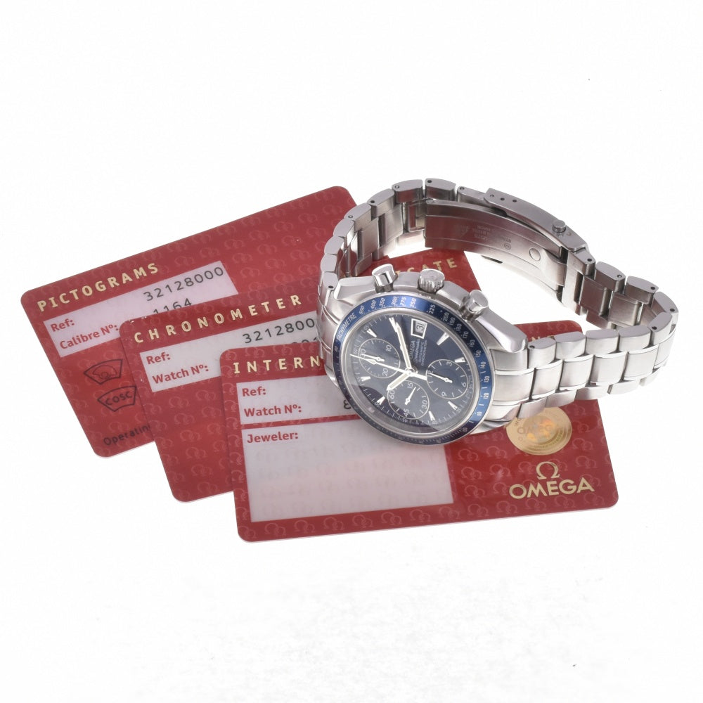 with paper OMEGA Speedmaster 3212.80 Chronograph Date blue Dial Automatic Men's
 Watch G#142380