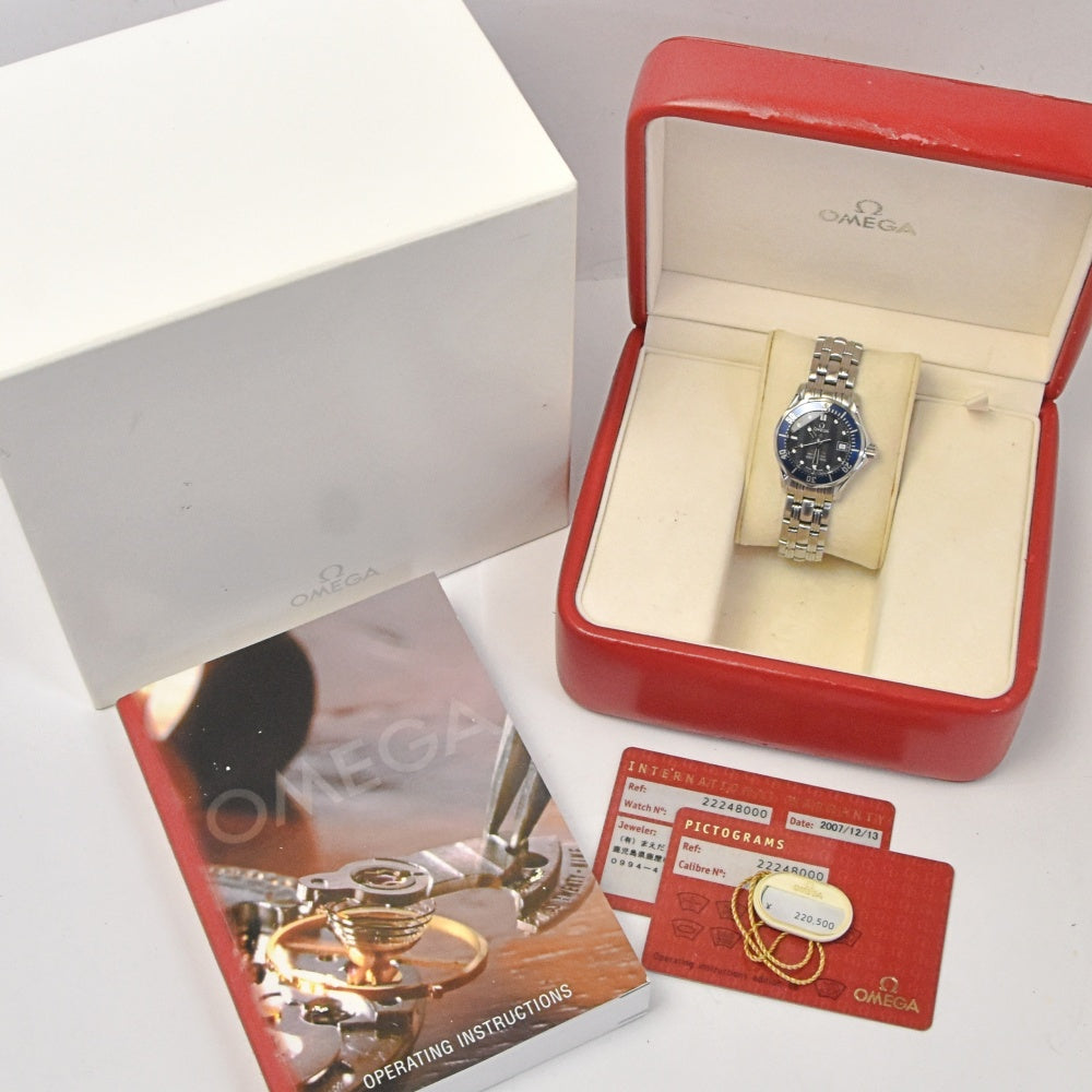 with paper OMEGA Seamaster Professional 300 m 2224.80 Date blue Dial Quartz Ladies
 Watch H#142428