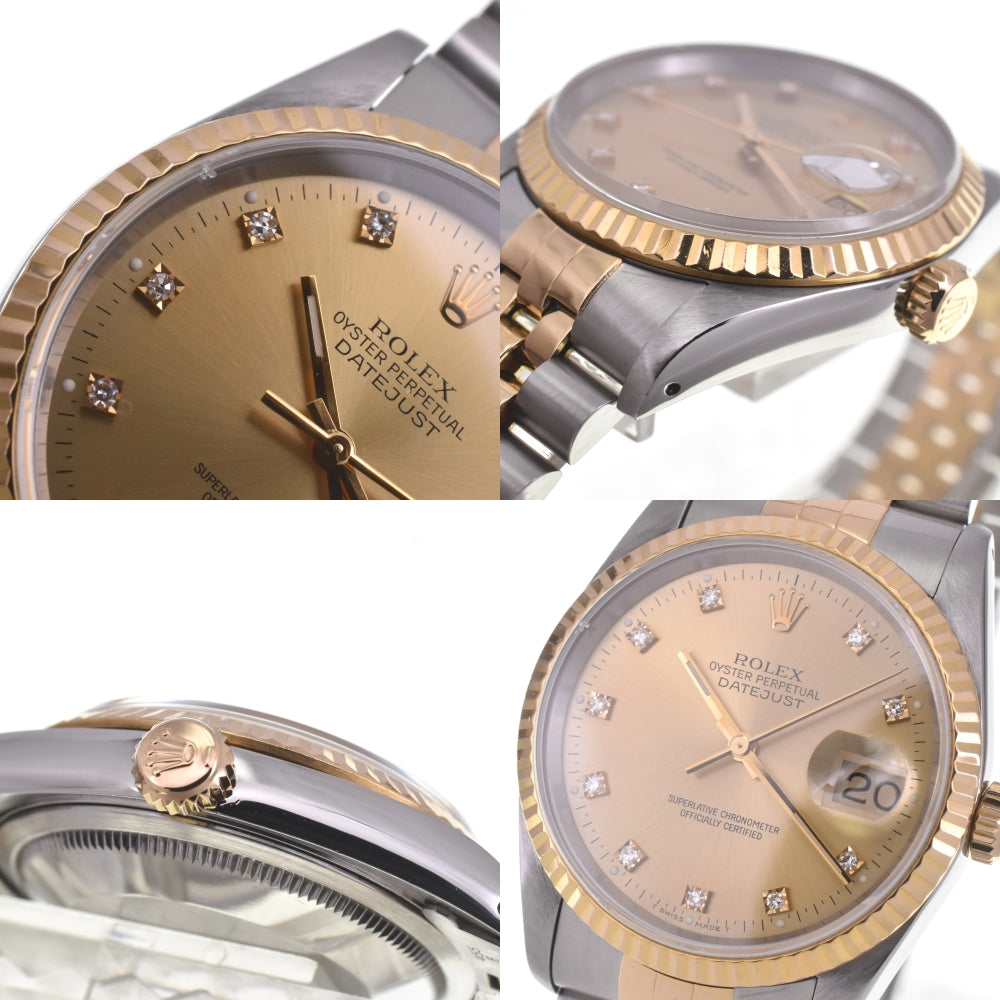 ROLEX DATEJUST 10P Diamond Stainless Steel/Yellow Gold 16233G Cal.3135 gold Dial Automatic Men's
 Watch H#142437