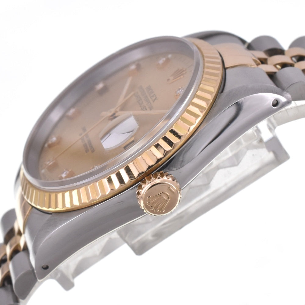 ROLEX DATEJUST 10P Diamond Stainless Steel/Yellow Gold 16233G Cal.3135 gold Dial Automatic Men's
 Watch H#142437