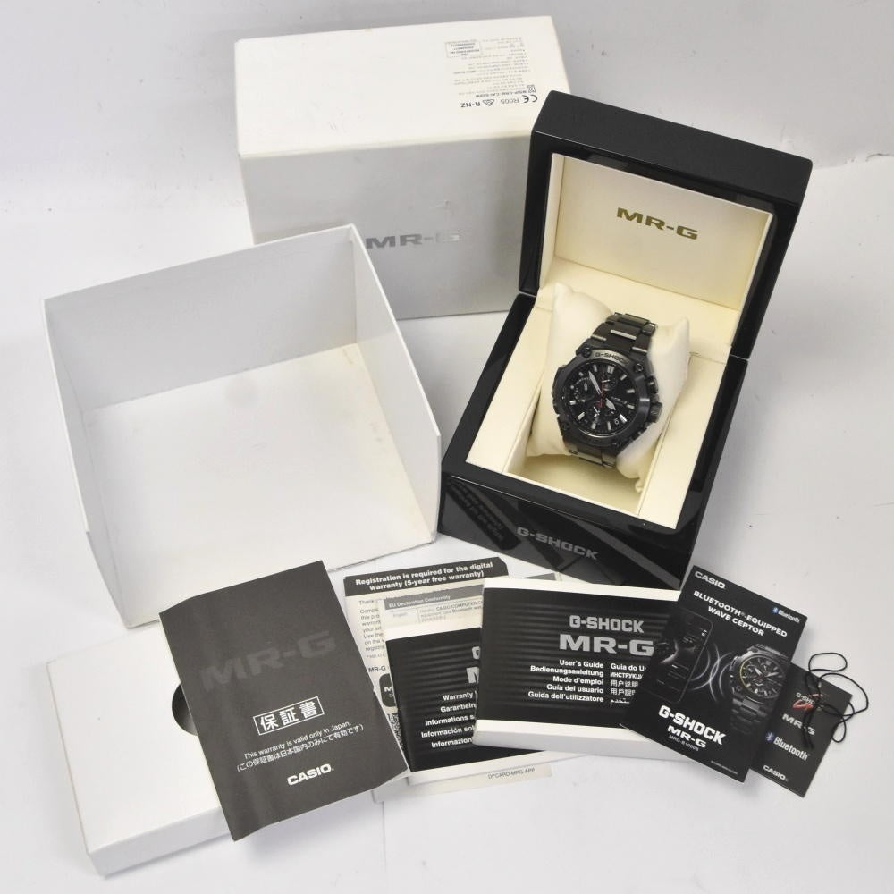 with paper CASIO G-SHOCK MR-G MRG-B1000B-1AJR black Dial Radio Sync Solar Men's
 Watch H#142438
