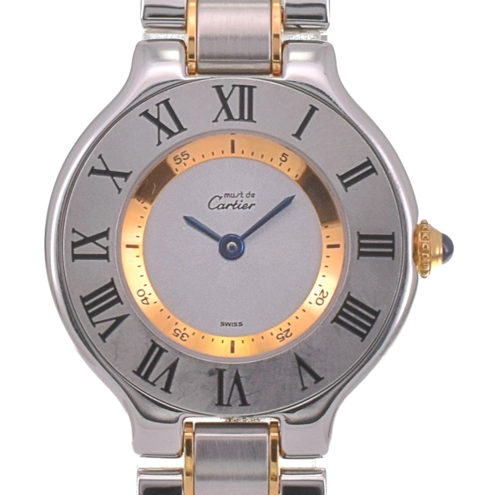 CARTIER Must21 Vantian W10075R6/1340 Stainless Steel/Gold Plated Silver Dial Quartz Ladies
 Watch I#142459