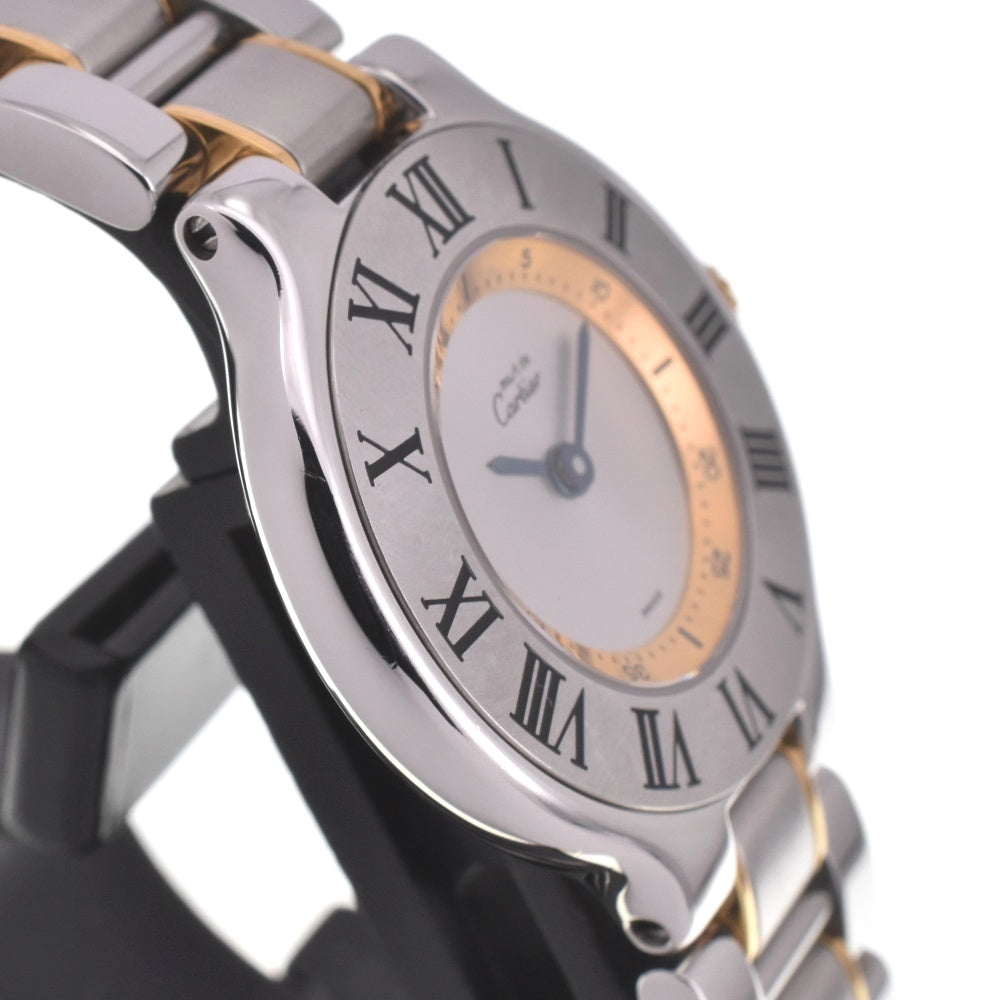 CARTIER Must21 Vantian W10075R6/1340 Stainless Steel/Gold Plated Silver Dial Quartz Ladies
 Watch I#142459