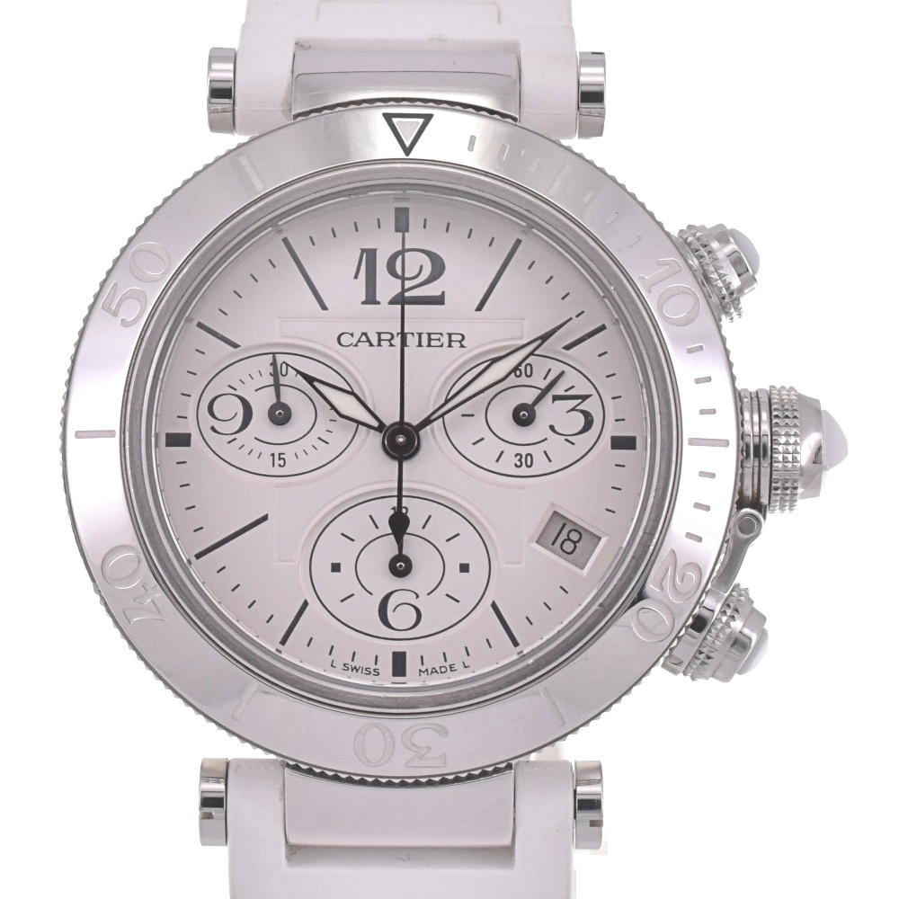 with paper CARTIER Pacha Sea timer W3140005 Chronograph Date Silver Dial Quartz Men's
 Watch I#142472