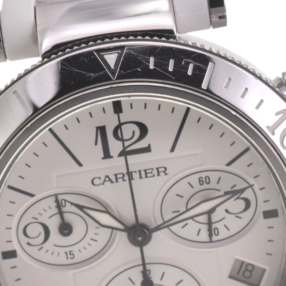 with paper CARTIER Pacha Sea timer W3140005 Chronograph Date Silver Dial Quartz Men's
 Watch I#142472