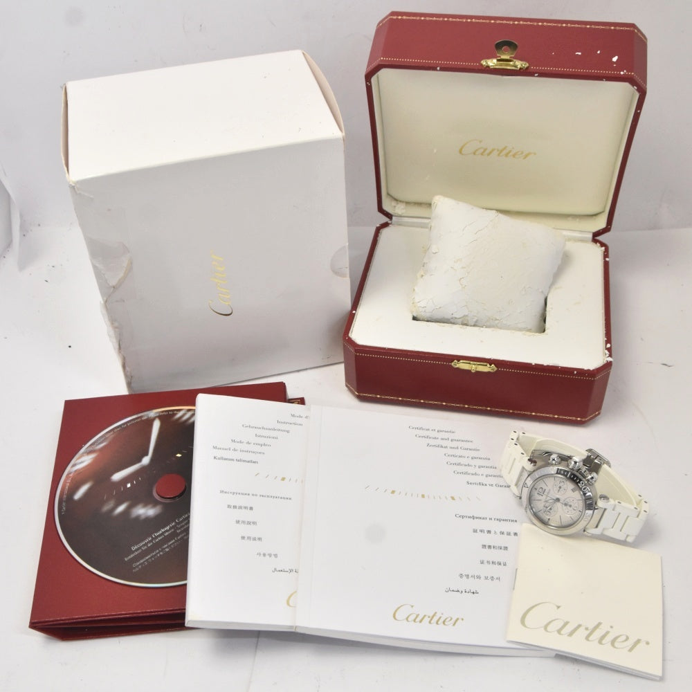 with paper CARTIER Pacha Sea timer W3140005 Chronograph Date Silver Dial Quartz Men's
 Watch I#142472