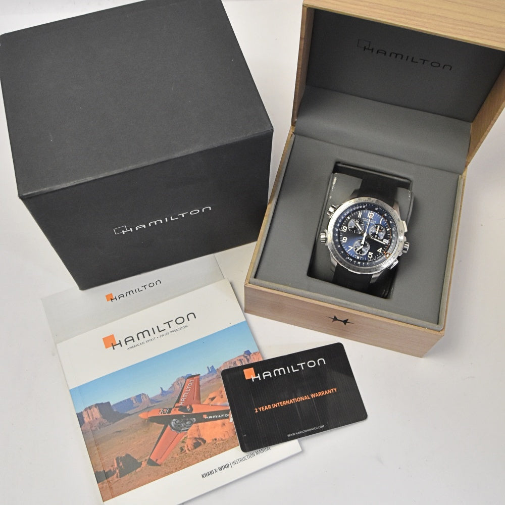 with paper HAMILTON Khaki Aviation X-Wind H779220 Chronograph Date blue Dial Quartz Men's
 Watch I#142477