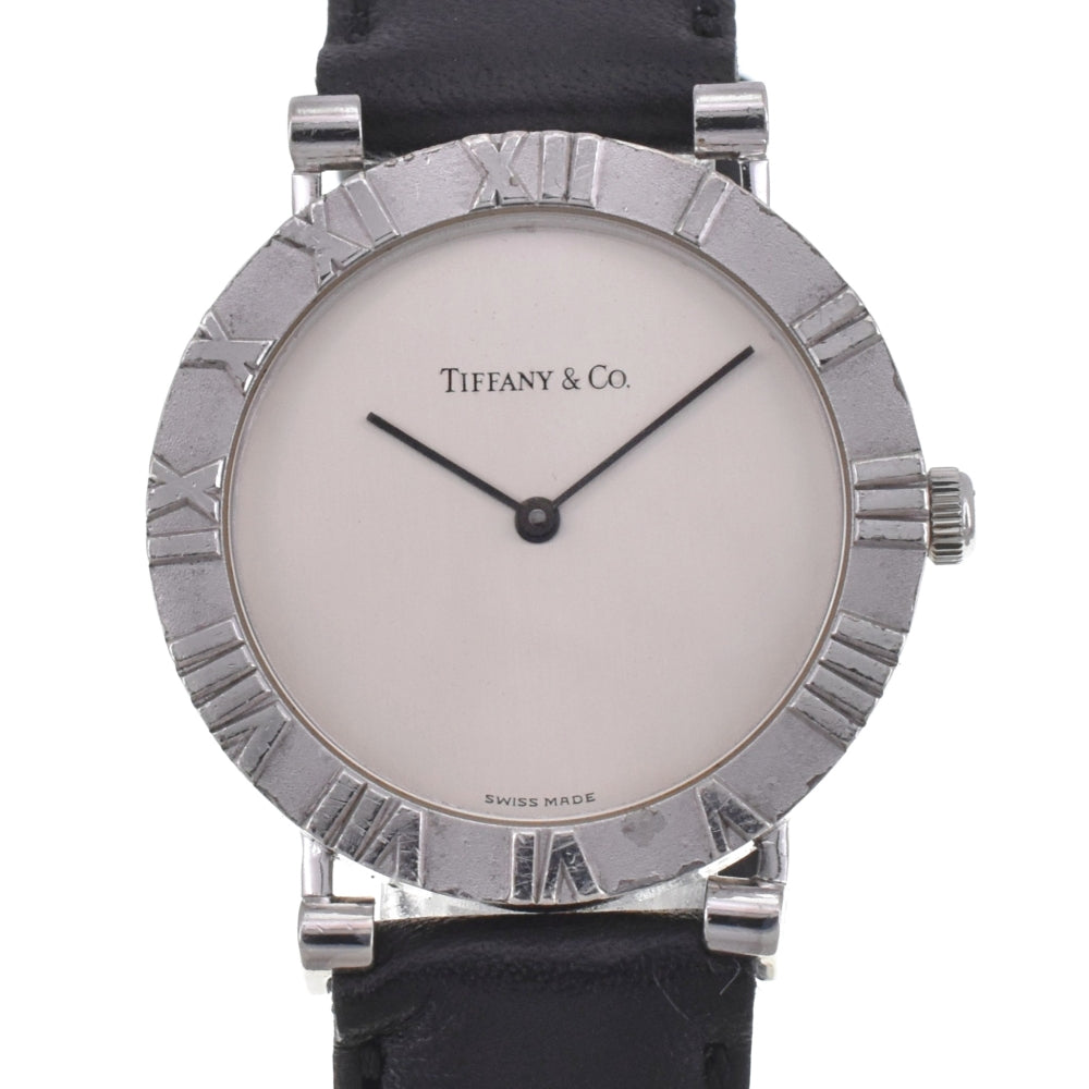 TIFFANY&Co. Atlas M0640 SV 925 / Leather Silver Dial Quartz Men's
 Watch I#142481