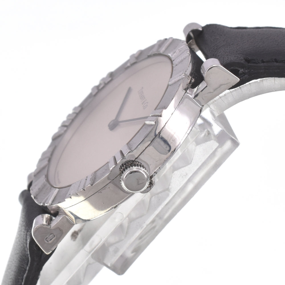 TIFFANY&Co. Atlas M0640 SV 925 / Leather Silver Dial Quartz Men's
 Watch I#142481