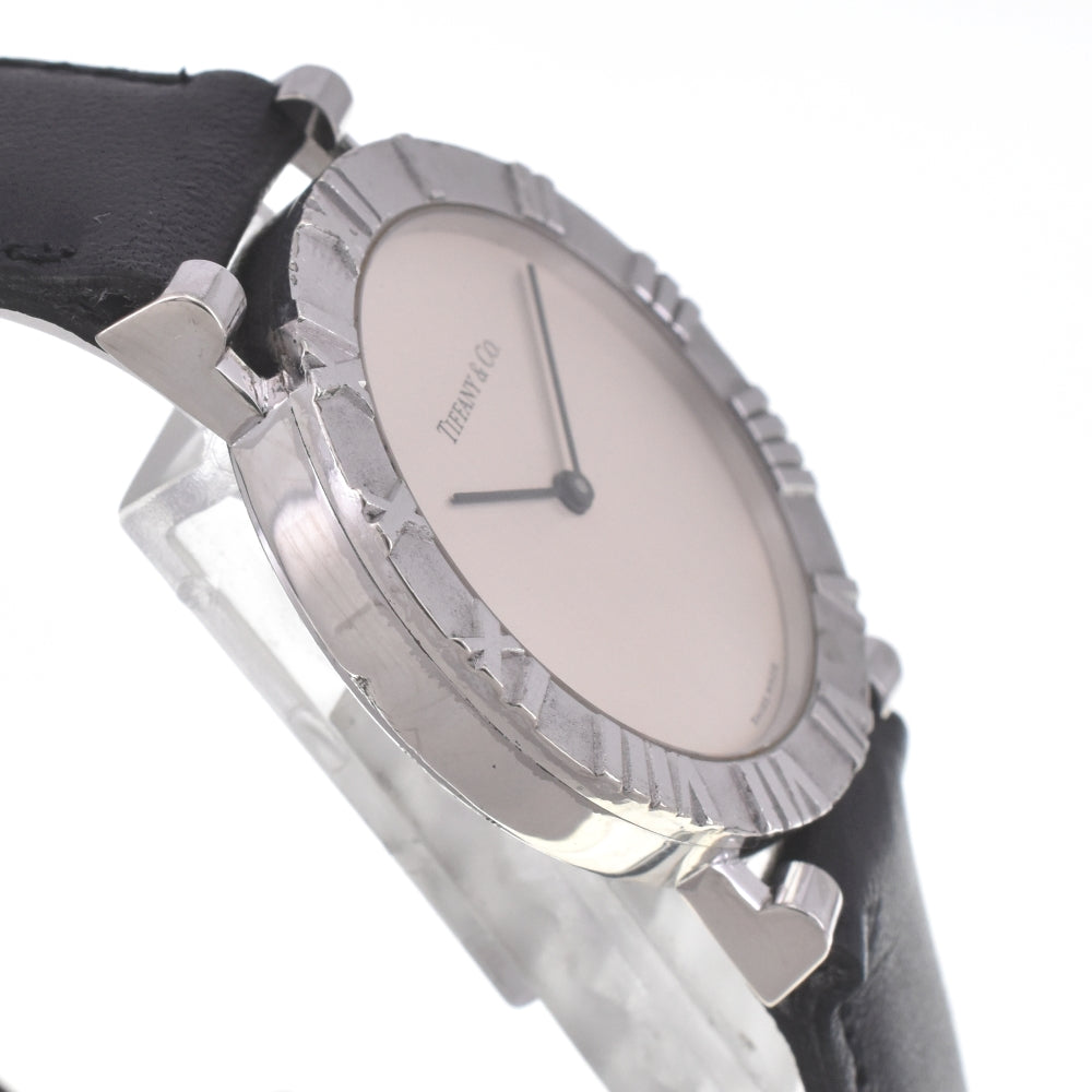 TIFFANY&Co. Atlas M0640 SV 925 / Leather Silver Dial Quartz Men's
 Watch I#142481
