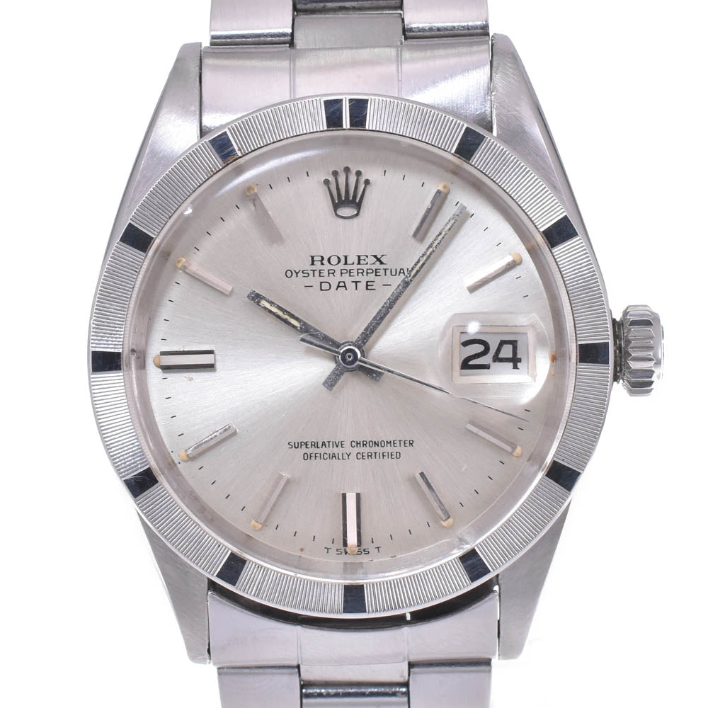ROLEX Oyster perpetual date 1501 vintage Finely Engine Turned Bezel Silver Dial Automatic Men's
 Watch K#142490