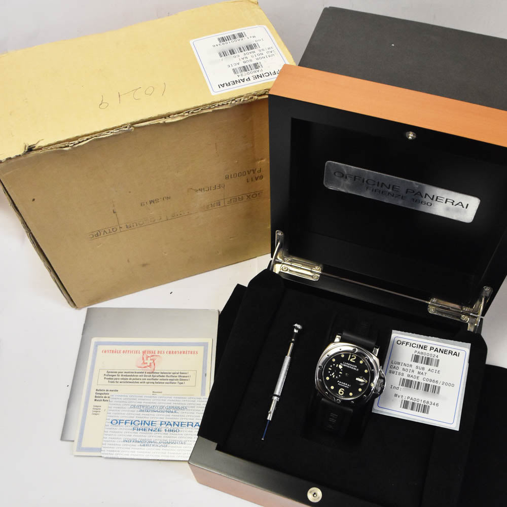 with paper PANERAI Luminor Submersible PAM00024 Initial specification Picasub black Dial Automatic Men's
 Watch J#142494