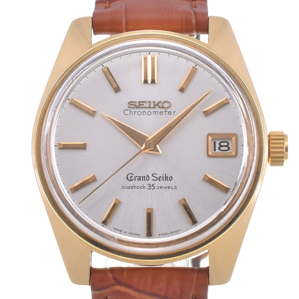 SEIKO Grand Seiko second model 5722-9000 K18YG Solid/Leather Lion Medal Silver Dial Hand Winding Men's
 Watch L#142496