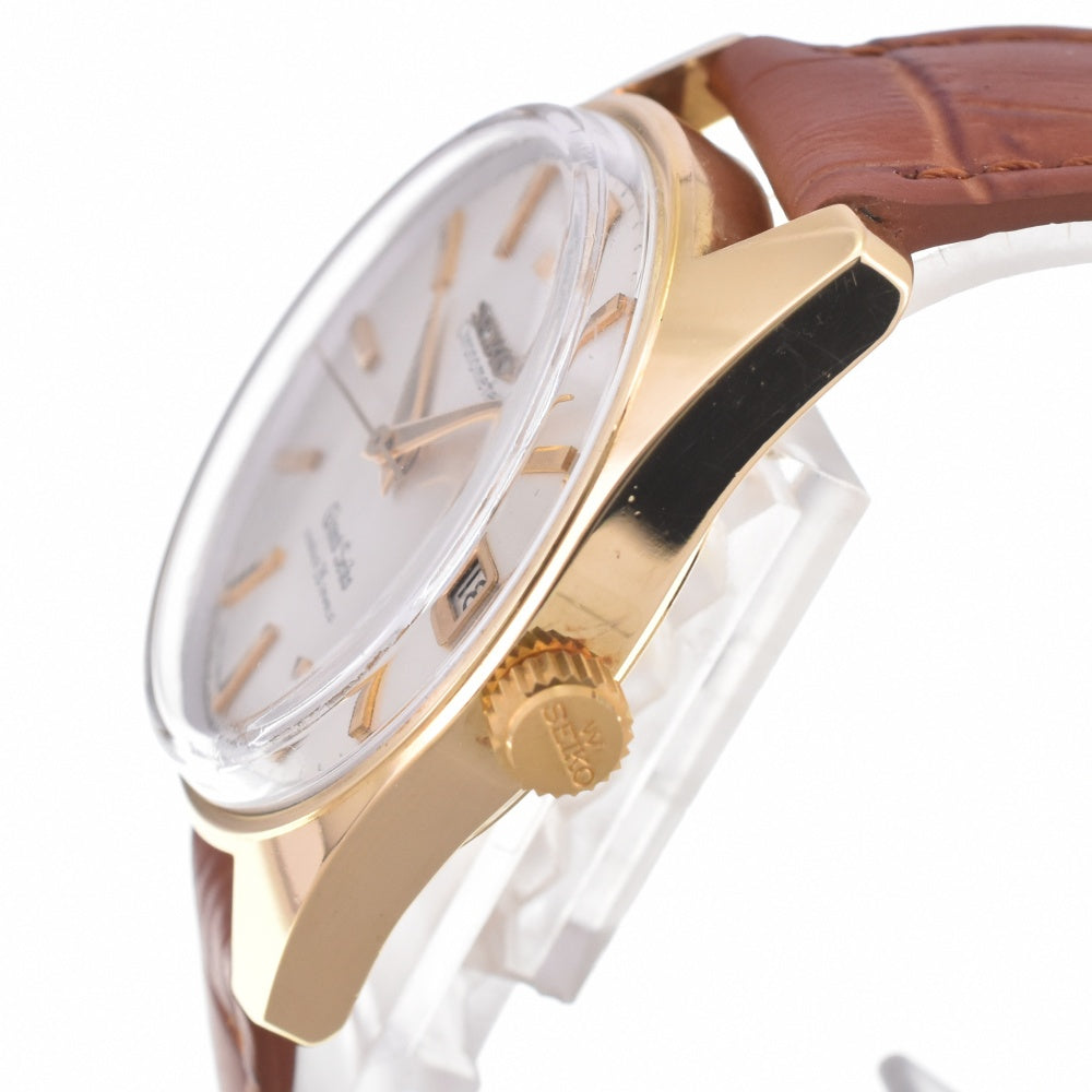 SEIKO Grand Seiko second model 5722-9000 K18YG Solid/Leather Lion Medal Silver Dial Hand Winding Men's
 Watch L#142496