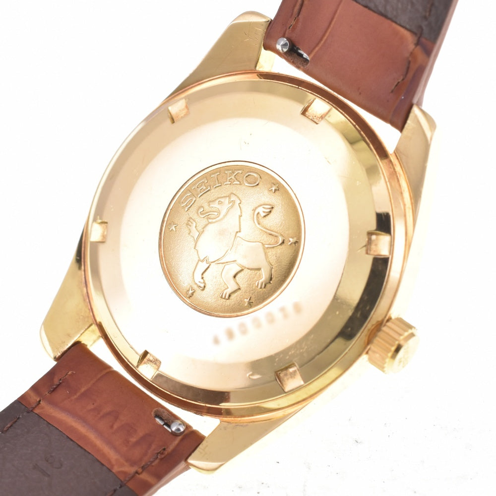 SEIKO Grand Seiko second model 5722-9000 K18YG Solid/Leather Lion Medal Silver Dial Hand Winding Men's
 Watch Z#142496