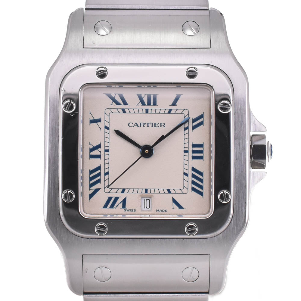 CARTIER Santosgalbe LM W20018D6 Date Ivory Dial Quartz Men's
 Watch L#142498