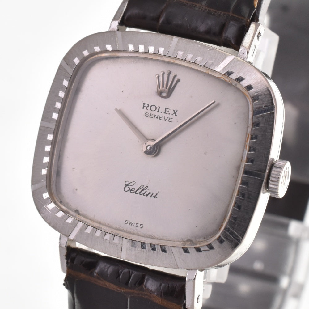 ROLEX Cherini Sep-84 vintage K18WG/Leather Cal.1600 Silver Dial Hand Winding Ladies
 Watch I#142499