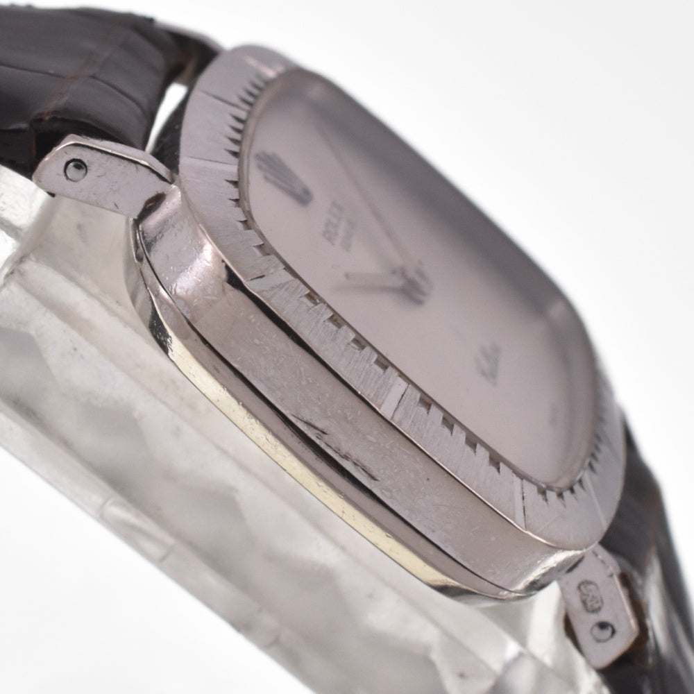 ROLEX Cherini Sep-84 vintage K18WG/Leather Cal.1600 Silver Dial Hand Winding Ladies
 Watch I#142499