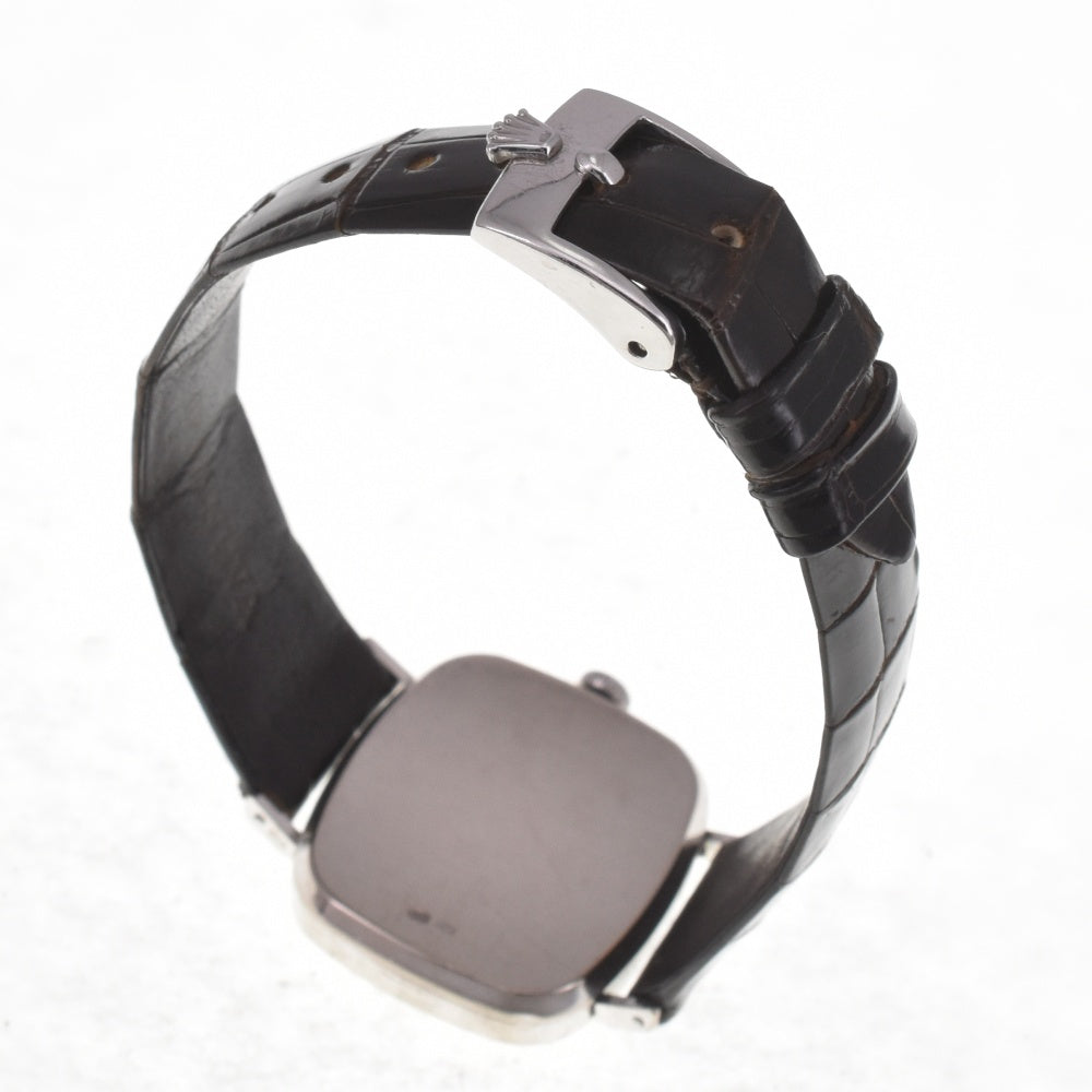 ROLEX Cherini Sep-84 vintage K18WG/Leather Cal.1600 Silver Dial Hand Winding Ladies
 Watch I#142499