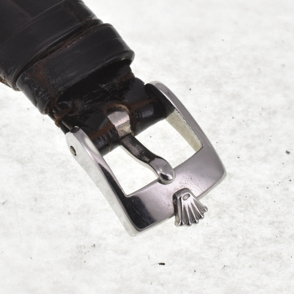 ROLEX Cherini Sep-84 vintage K18WG/Leather Cal.1600 Silver Dial Hand Winding Ladies
 Watch I#142499