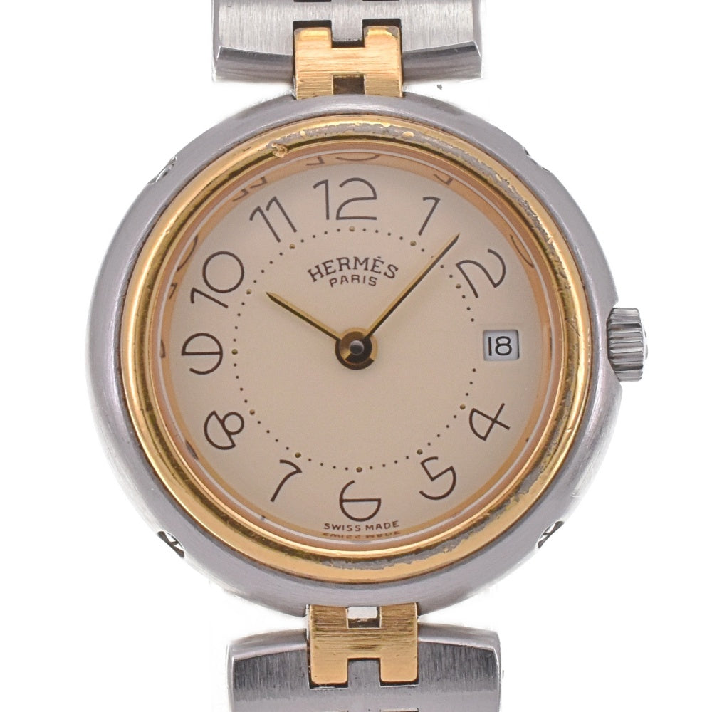 HERMES profile Date Stainless Steel/Gold Plated Ivory Dial Quartz Ladies
 Watch I#142503