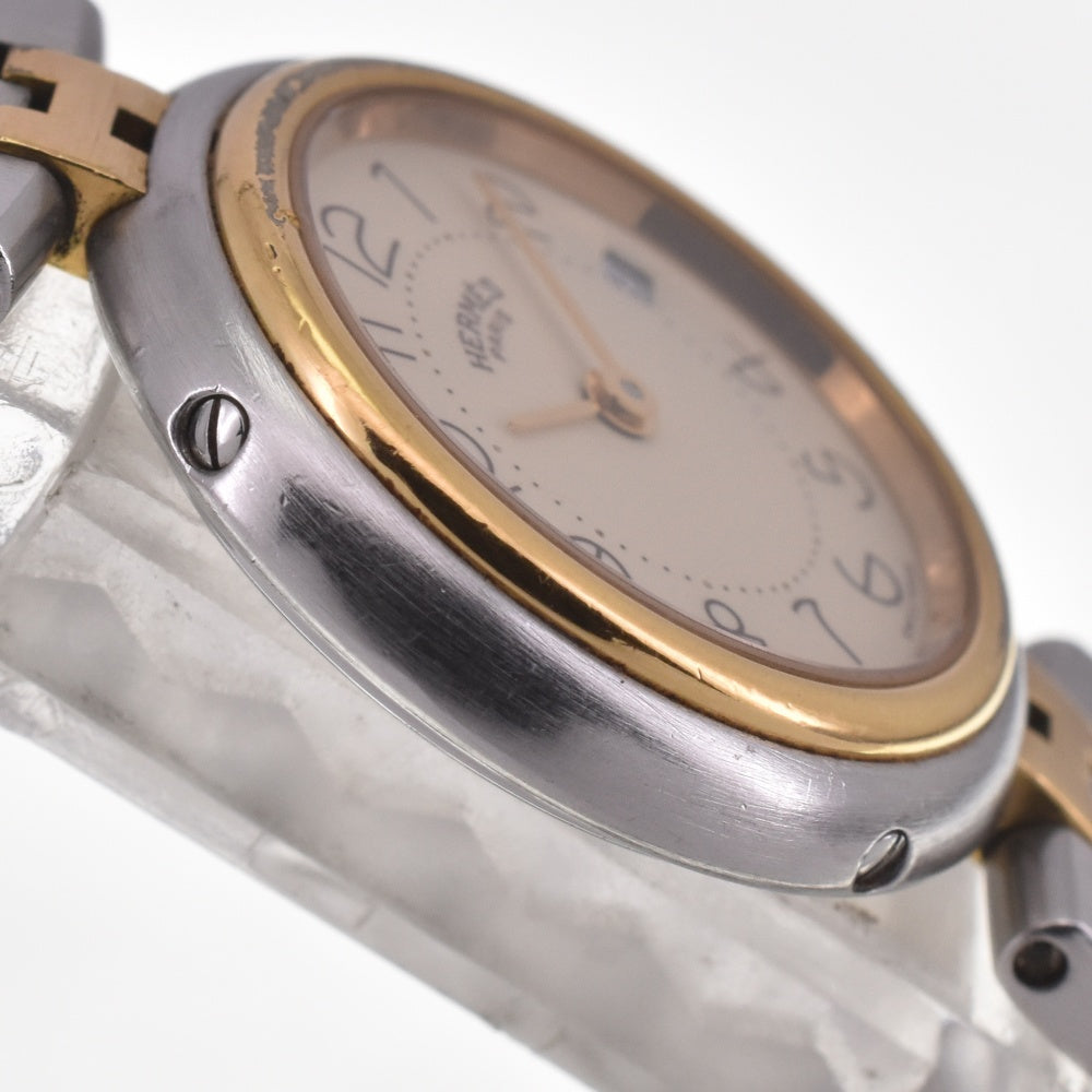 HERMES profile Date Stainless Steel/Gold Plated Ivory Dial Quartz Ladies
 Watch I#142503