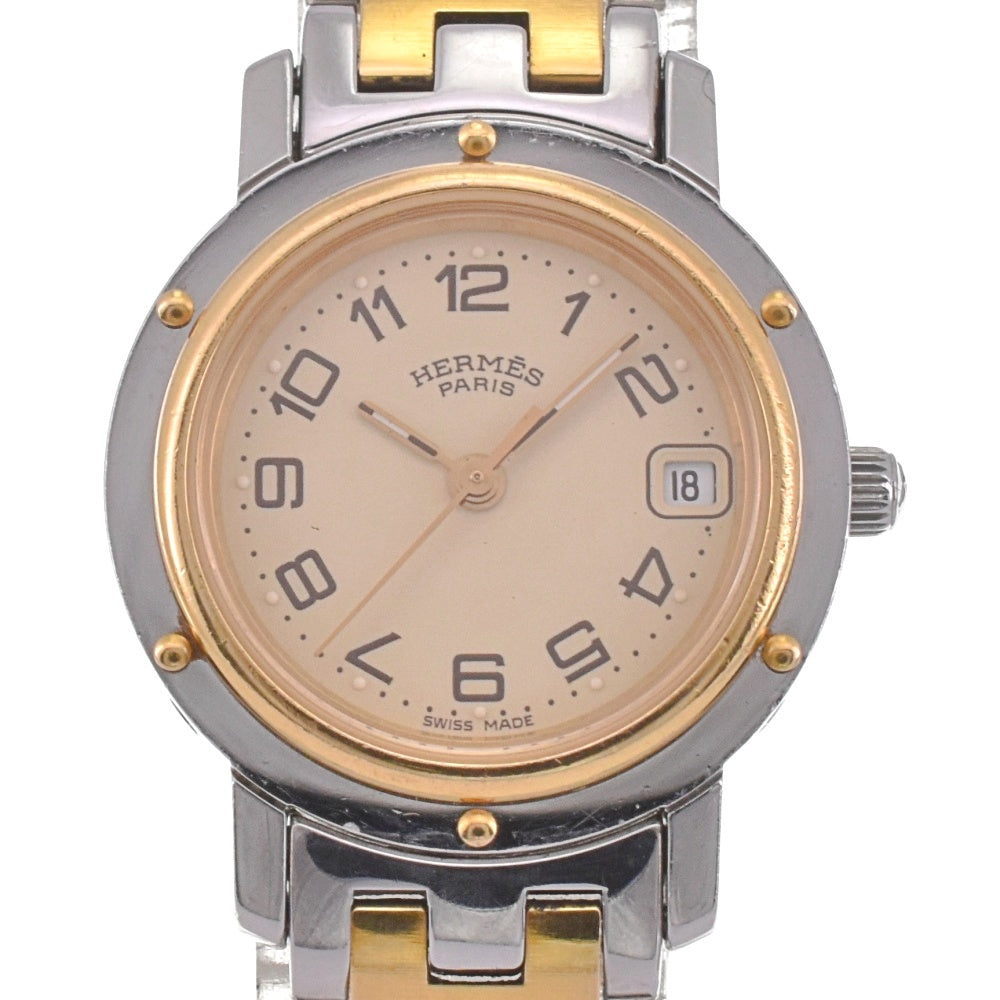 HERMES Clipper CL4.220 Stainless Steel/Gold Plated D Buckle beige Dial Quartz Ladies
 Watch I#142504