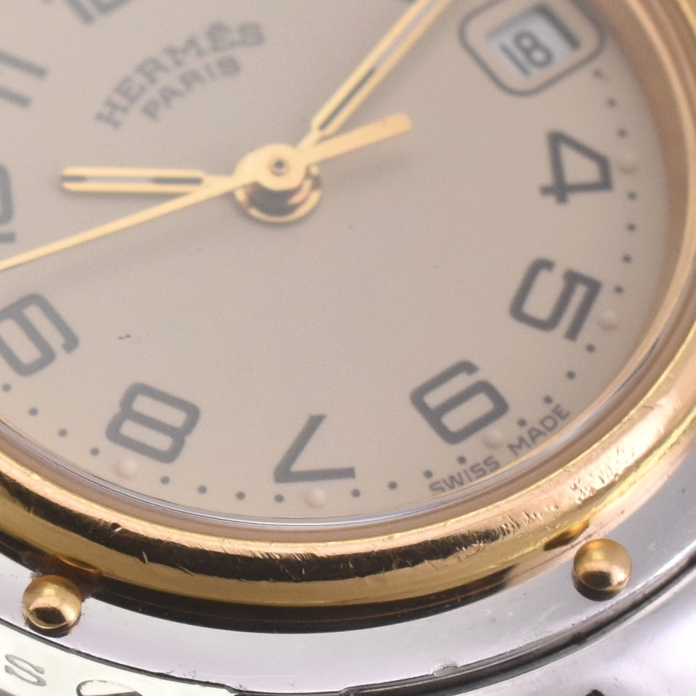 HERMES Clipper CL4.220 Stainless Steel/Gold Plated D Buckle beige Dial Quartz Ladies
 Watch I#142504