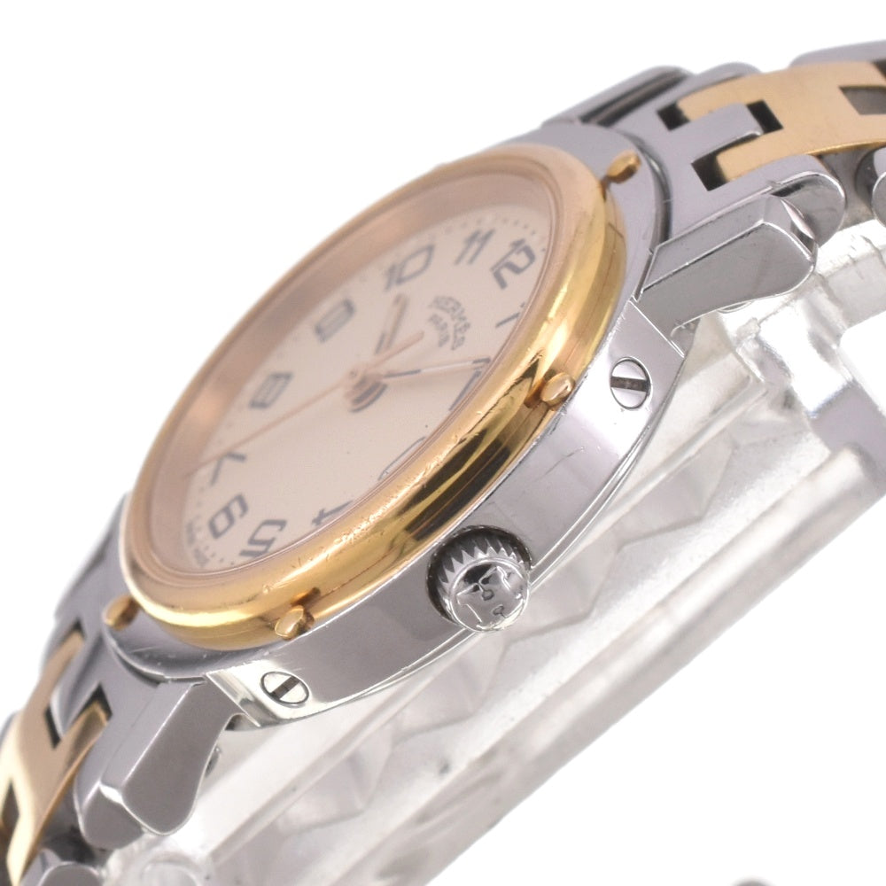 HERMES Clipper CL4.220 Stainless Steel/Gold Plated D Buckle beige Dial Quartz Ladies
 Watch I#142504