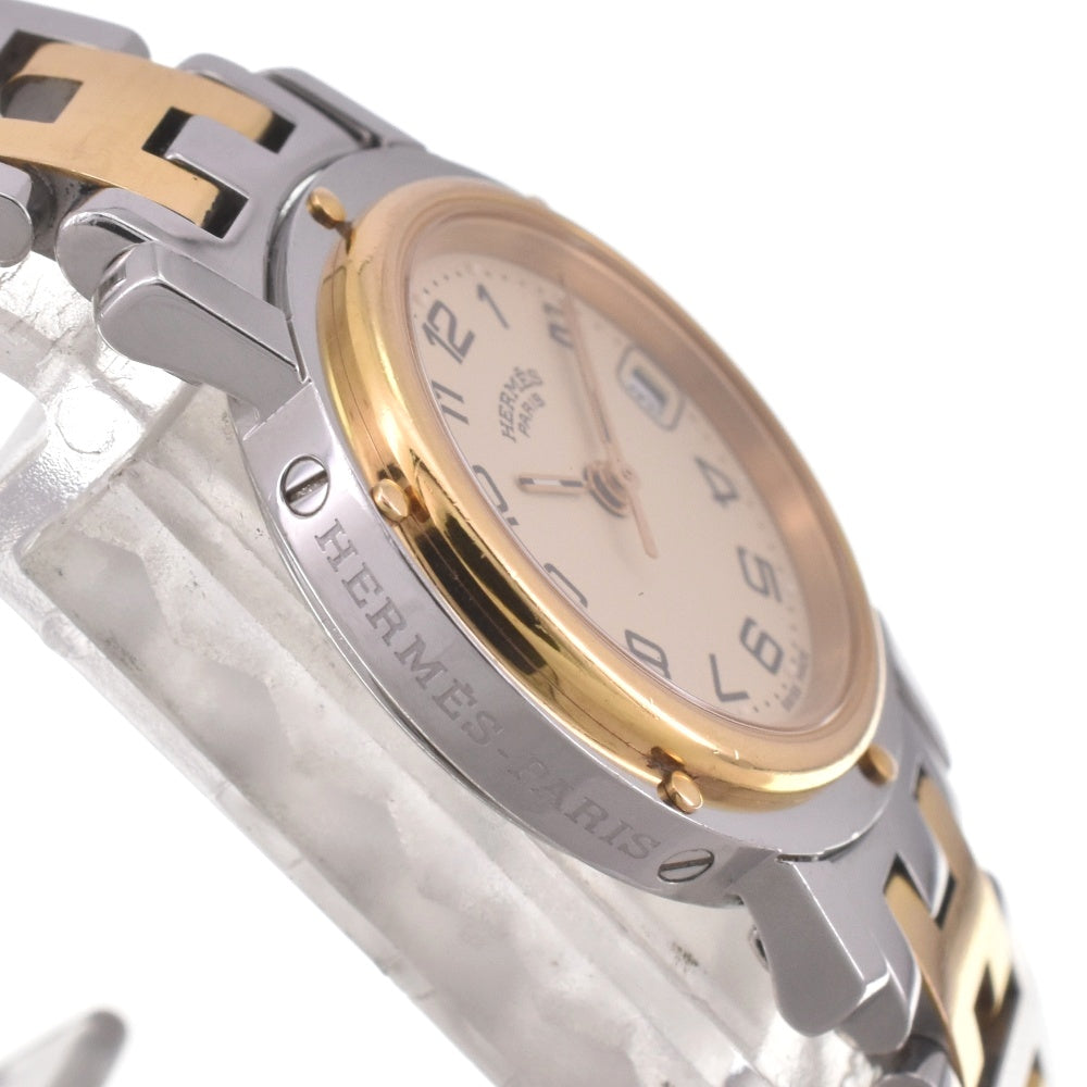 HERMES Clipper CL4.220 Stainless Steel/Gold Plated D Buckle beige Dial Quartz Ladies
 Watch I#142504
