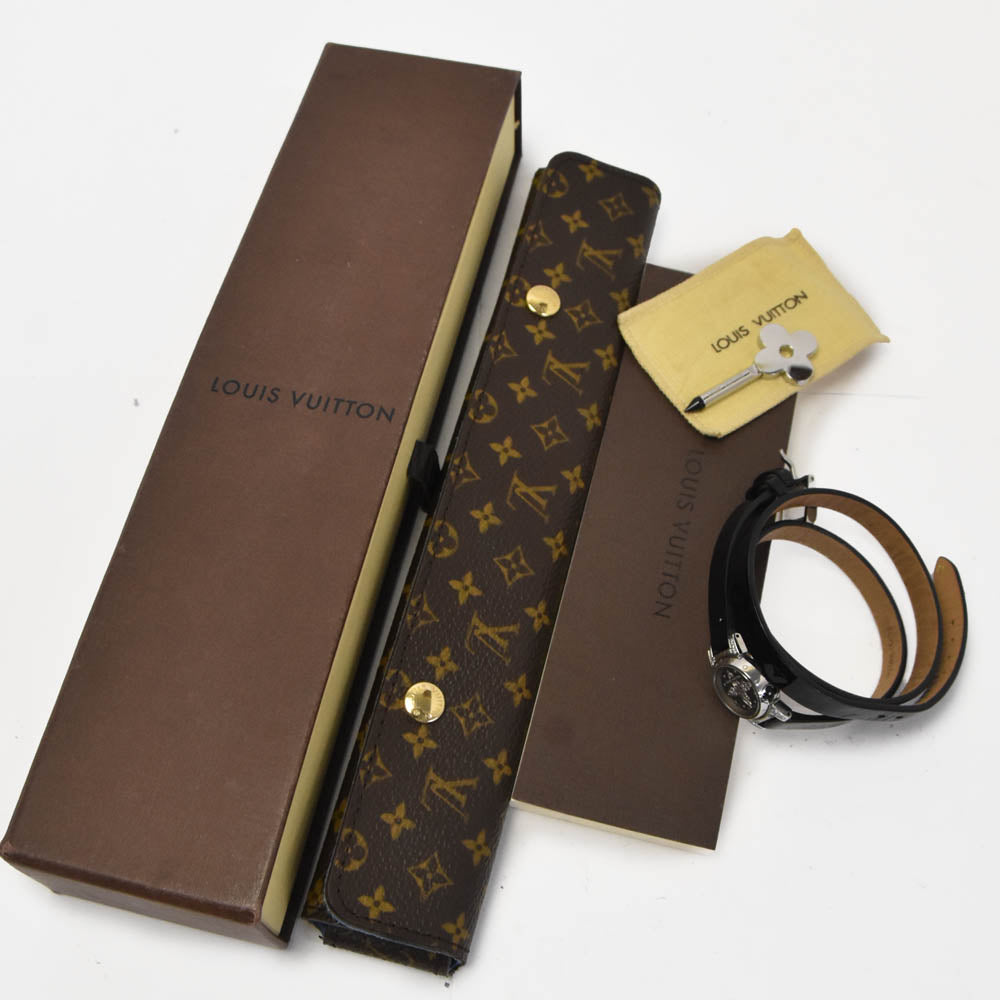 with paper LOUIS VUITTON Tambour bijou Q151K Diamond Triple Coiled gray Dial Quartz Ladies
 Watch J#142507