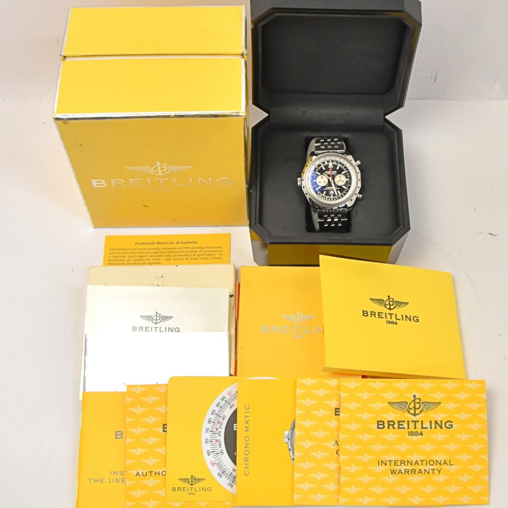 with paper BREITLING Chronomatic A41360 Chronograph Date Black / Silver Dial Automatic Men's
 Watch I#142508