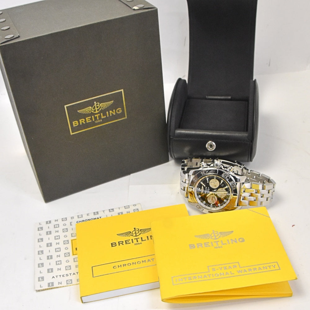 with paper BREITLING Chronomat GMT AB0410 Chronograph Date Black / Silver Dial Automatic Men's
 Watch I#142512
