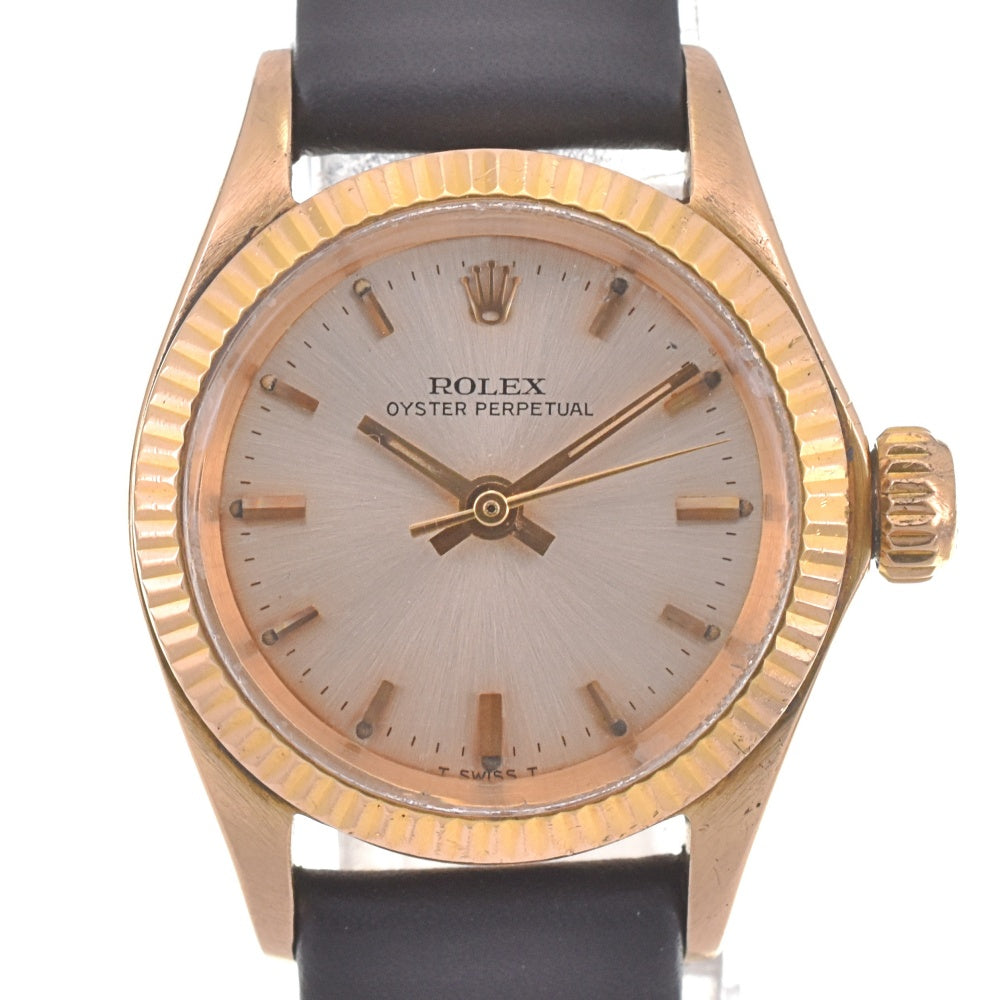 ROLEX Oyster perpetual 6619 Cal.1160 K18YG/Leather Champagne Dial Automatic Ladies
 Watch J#142513