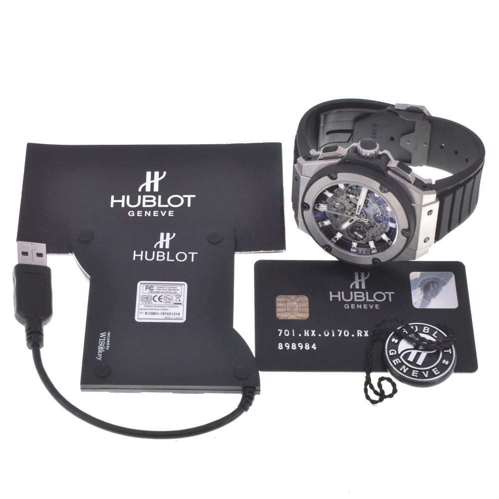 with paper HUBLOT King Power Unico Titanium 701.NX.0170.RX Silver (Skeleton) Dial Automatic Men's
 Watch L#142519