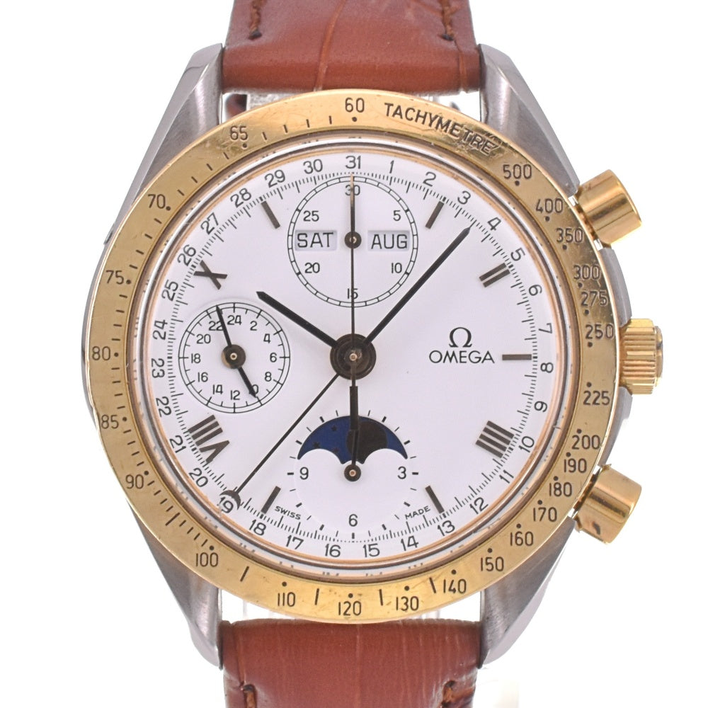 OMEGA Speedmaster 3336.20 Triple calendar moon phase chronograph K18Bezel white Dial Automatic Men's
 Watch I#142543