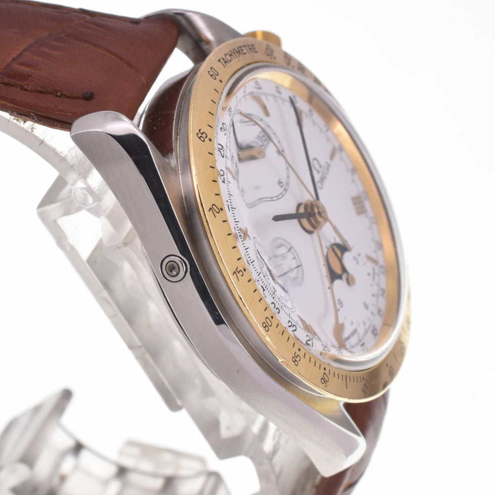 OMEGA Speedmaster 3336.20 Triple calendar moon phase chronograph K18Bezel white Dial Automatic Men's
 Watch I#142543