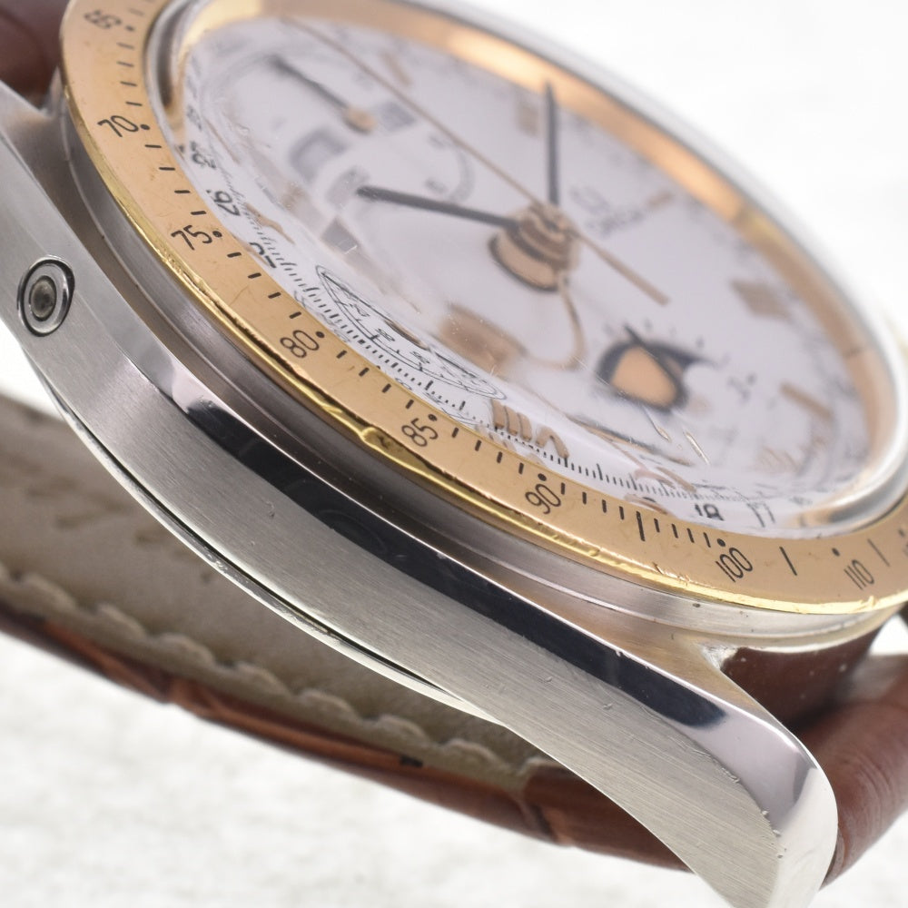 OMEGA Speedmaster 3336.20 Triple calendar moon phase chronograph K18Bezel white Dial Automatic Men's
 Watch I#142543
