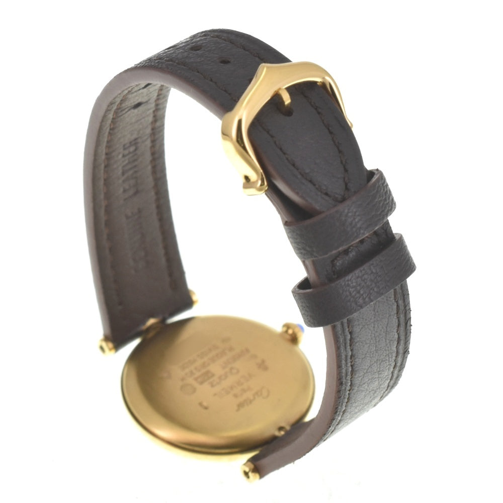 with paper CARTIER Must Vermeille 590003 SV25(Gold Plated)/Leather Ivory Dial Quartz Men's
 Watch J#142545