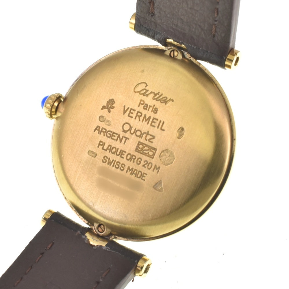 with paper CARTIER Must Vermeille 590003 SV25(Gold Plated)/Leather Ivory Dial Quartz Men's
 Watch J#142545