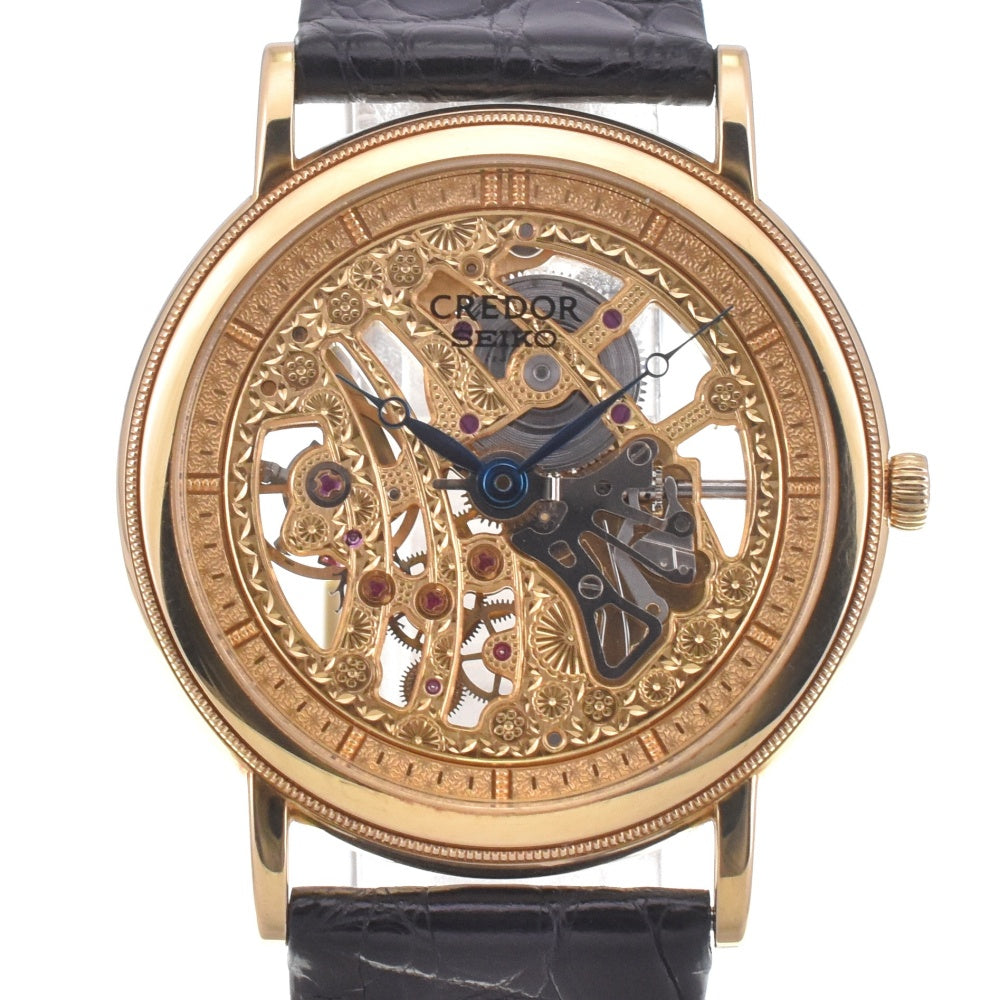 SEIKO CREDOR SIGNO GBBD998/6899-A268 K18YG skeleton Dial Hand Winding Men's
 Watch L#142547