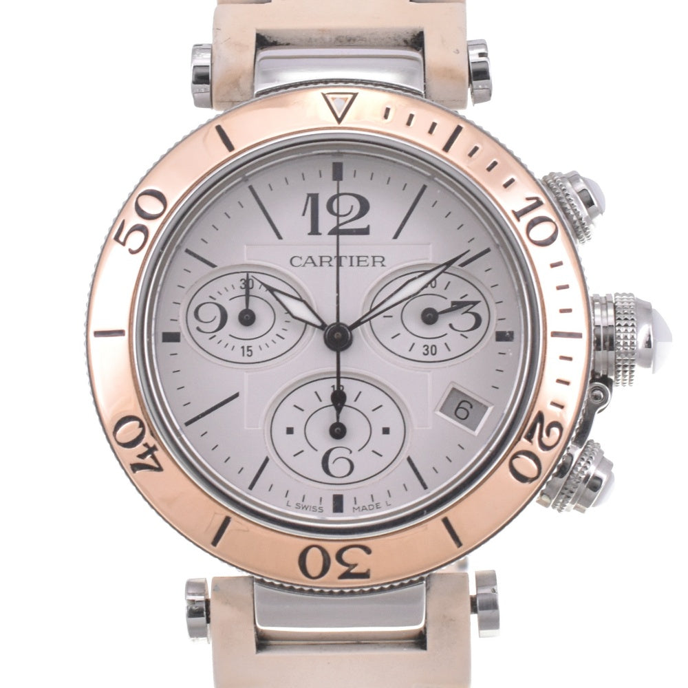 CARTIER Passive timer W3140004 Chronograph Stainless Steel/K18PG/Rubber Silver Dial Quartz Men's
 Watch L#142550